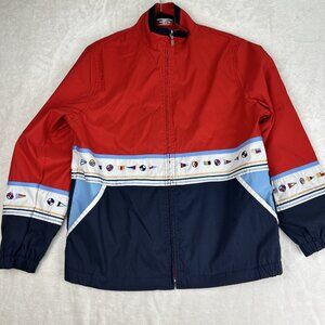 Alia Sport VTG Y2K Windbreaker Colorblock Women’s L Embroidered Nautical Mesh
